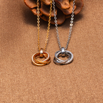 To Our Daughter "You will never outgrow our hearts" Triple Ring Necklace