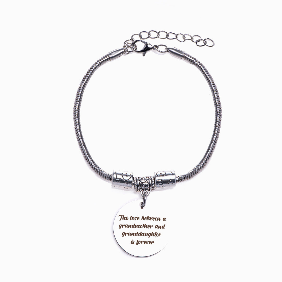 [Custom Name] To My Granddaughter "The love between a grandmother and granddaughter is forever" Charm Bracelet
