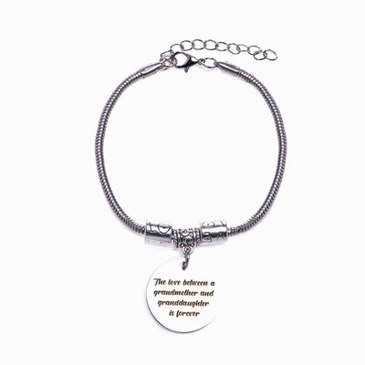 [Custom Name] To My Granddaughter "The love between a grandmother and granddaughter is forever" Charm Bracelet