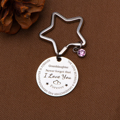 To My Granddaughter "Always keep me in your heart, for you are always in mine" Star Key Ring
