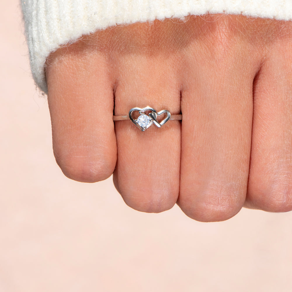 To My Daughter "Our hearts will always connect" Double Heart Ring