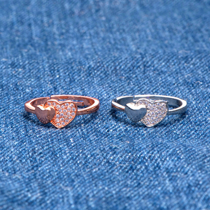 To My Granddaughter "Always in my heart" Double Heart Ring