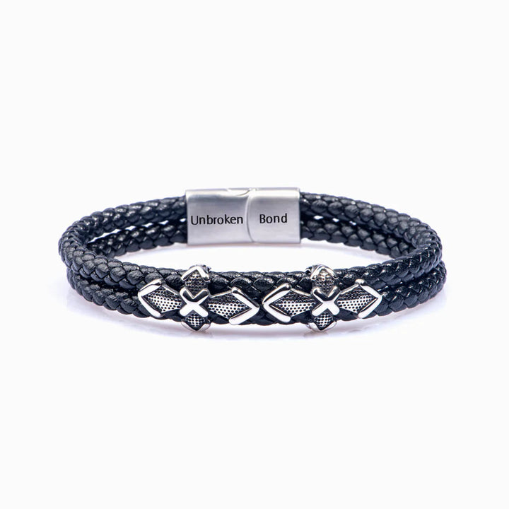 To My Grandson "A BOND THAT CAN'T BE BROKEN" Leather Braided Bracelet