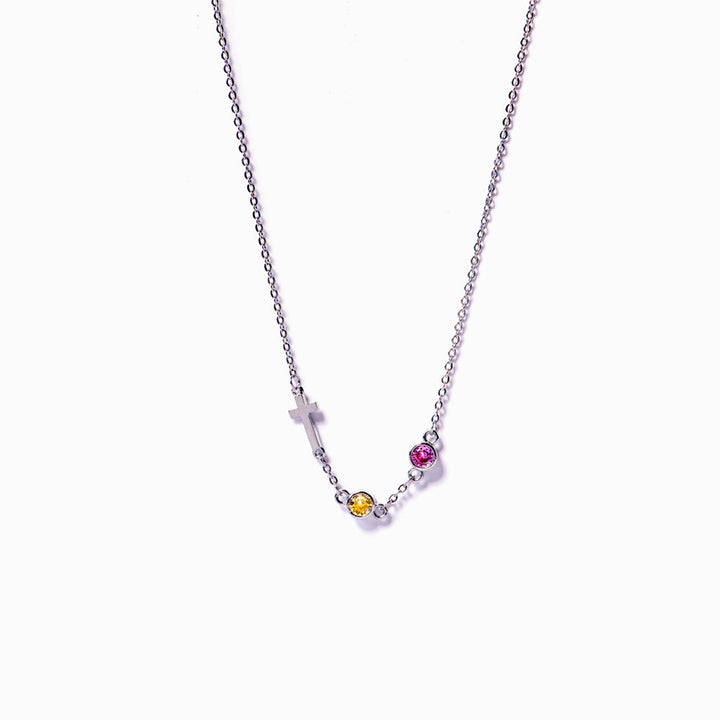 [Custom Birthstone] To My Mother "I appreciate you" Cross Necklace