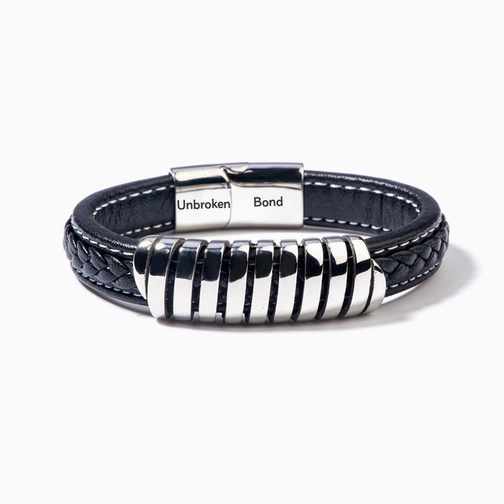 To My Grandson "Unbroken Bond" Leather Braided Bracelet