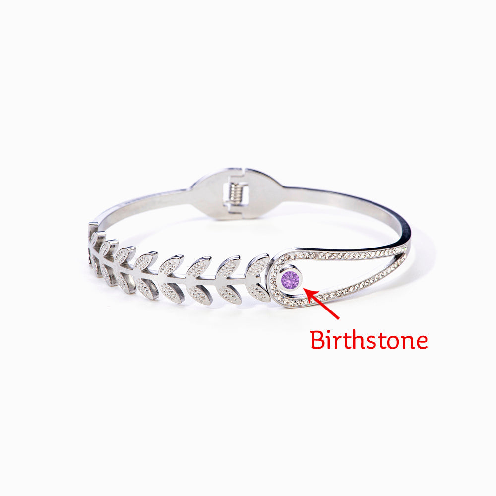 [Custom Birthstone] "BE-LEAF in yourself like I do" Leaf Bracelet