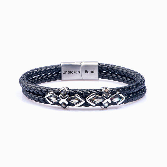 To My Grandson "It's a soul connection that never dies." Leather Braided Bracelet