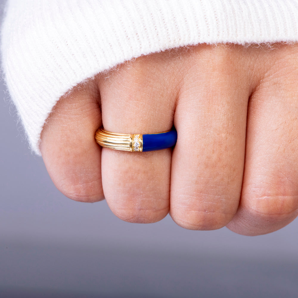 "Never give up" Blue Golden Ring