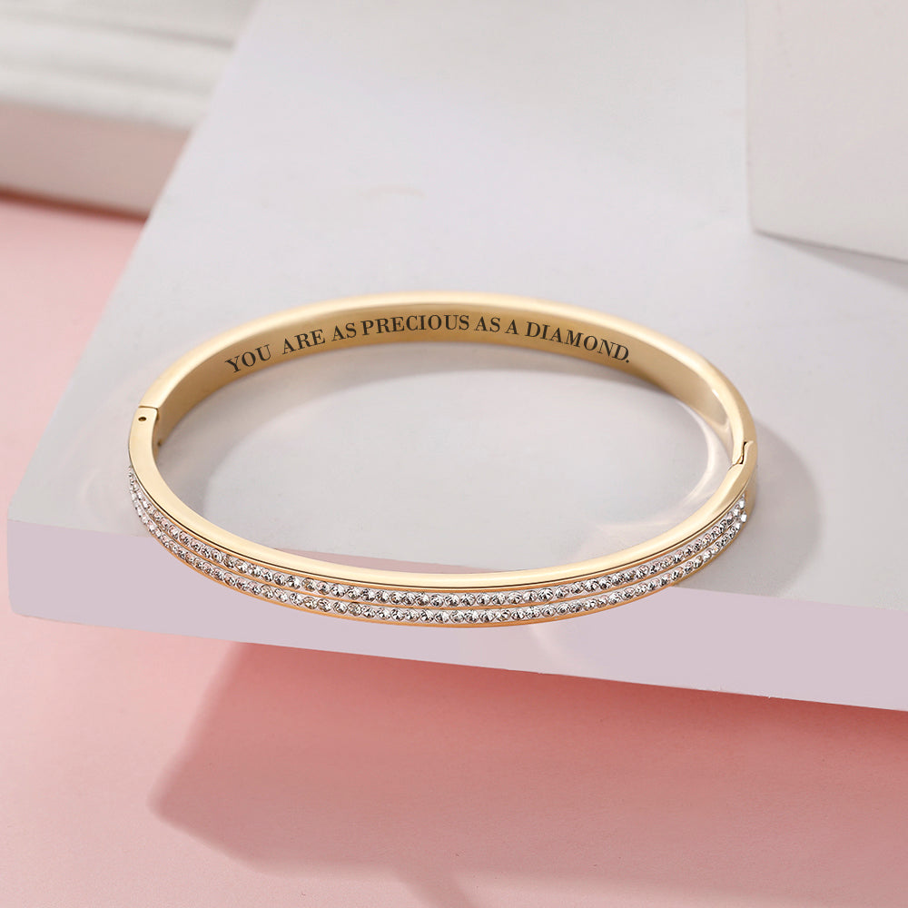 To My Grandddaughter "YOU  ARE AS PRECIOUS AS A DIAMOND." Full Diamond Bracelet