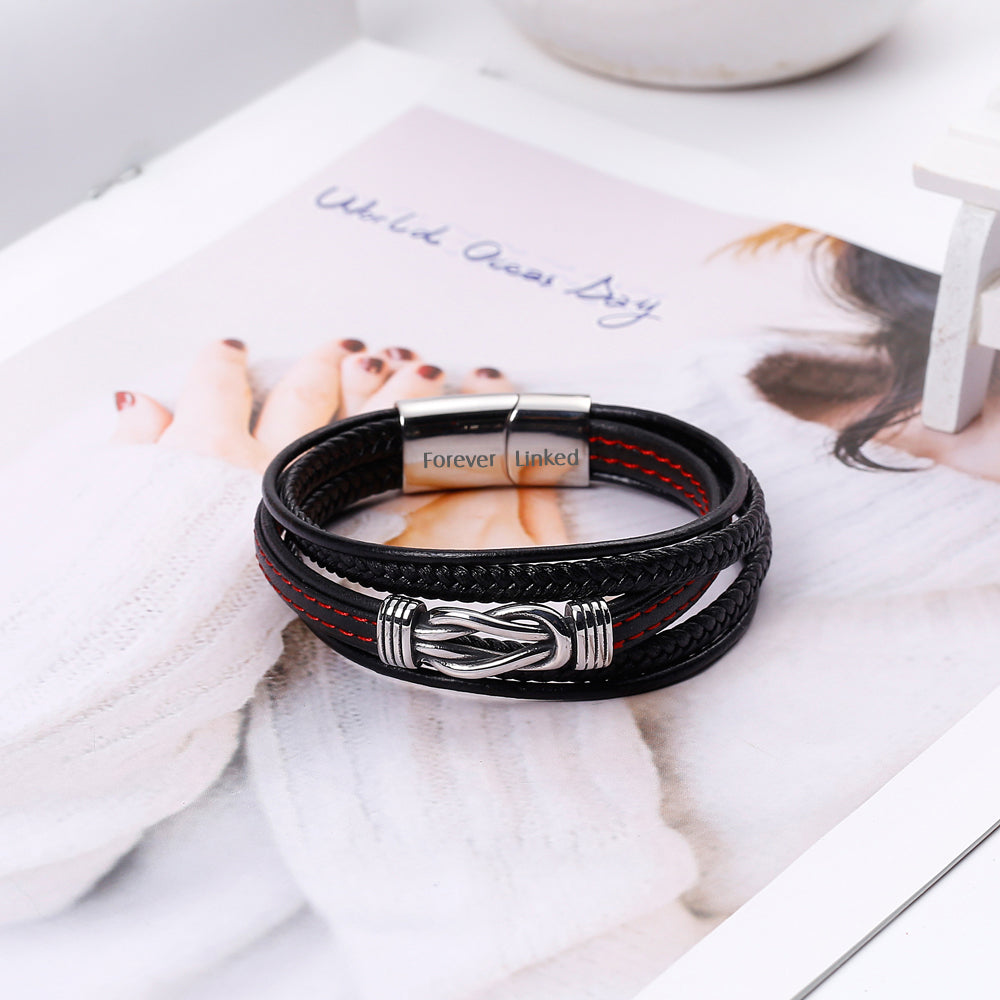 To My Son "A Powerful Bond" Leather Braided Bracelet