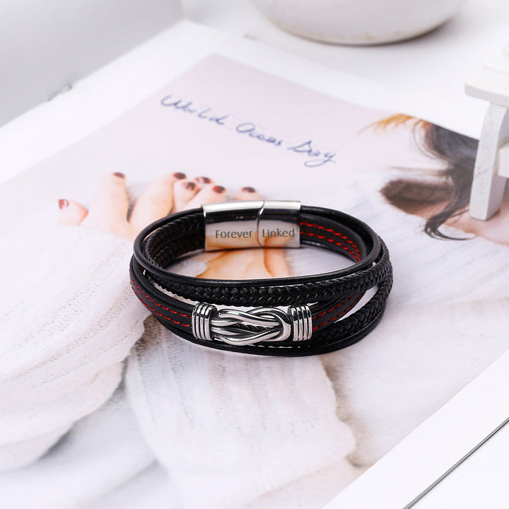 To My Son "A Powerful Bond" Leather Braided Bracelet
