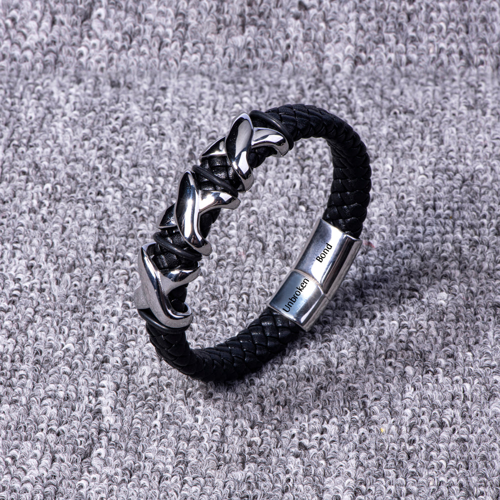 To My Grandson "A BOND THAT CAN'T BE BROKEN" Leather Braided Bracelet