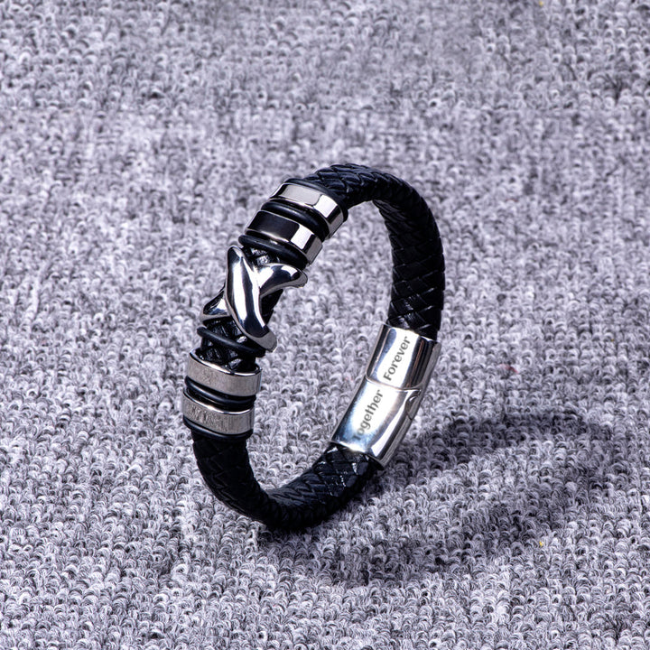 To My Grandson "A BOND THAT CAN'T BE BROKEN" Leather Braided Bracelet