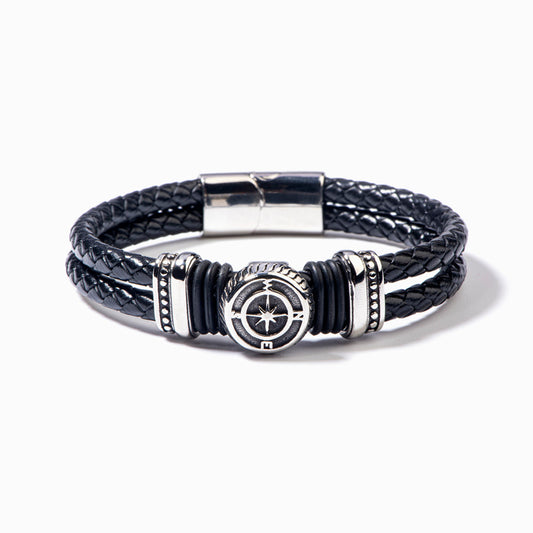 "When nothing goes right, just go left." Compass Bracelet