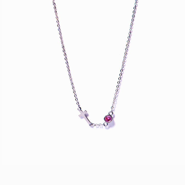 [Custom Birthstone] To My Mother "I appreciate you" Cross Necklace