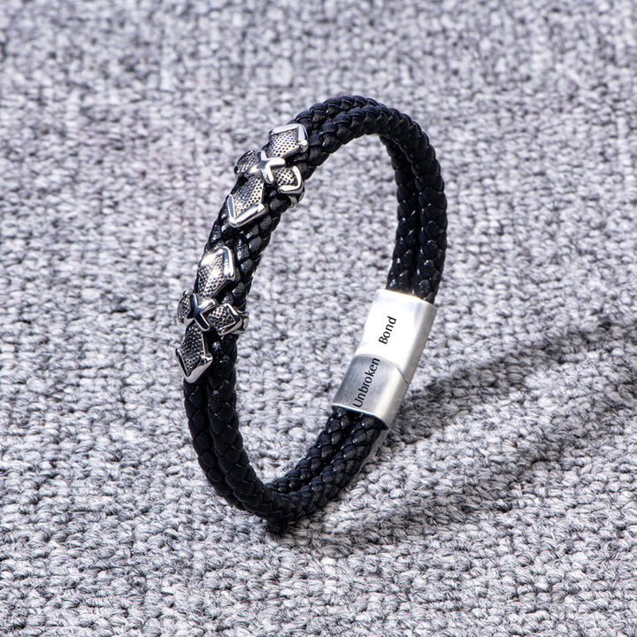 To My Grandson "It's a soul connection that never dies." Leather Braided Bracelet
