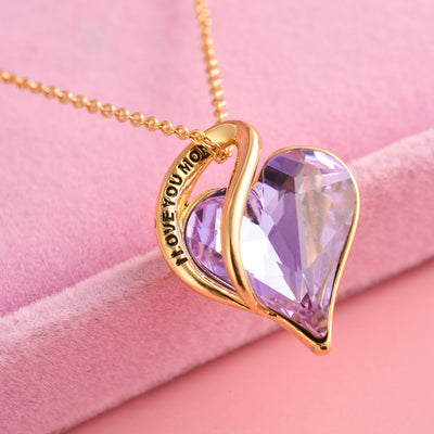 To My Mother "I LOVE YOU MOM" Heart Necklace