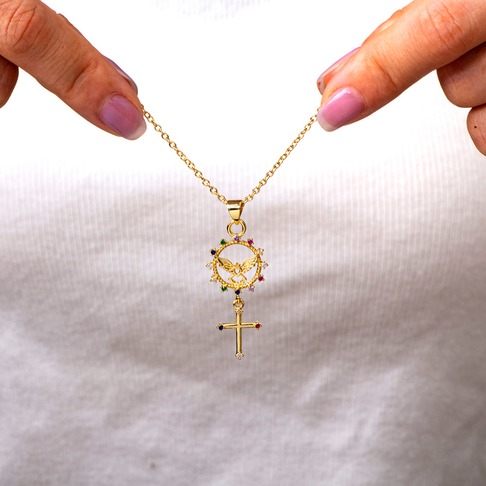 To My Daughter "May Angels protect you" Cross Necklace