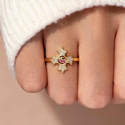 "PRAY" Cross Ring