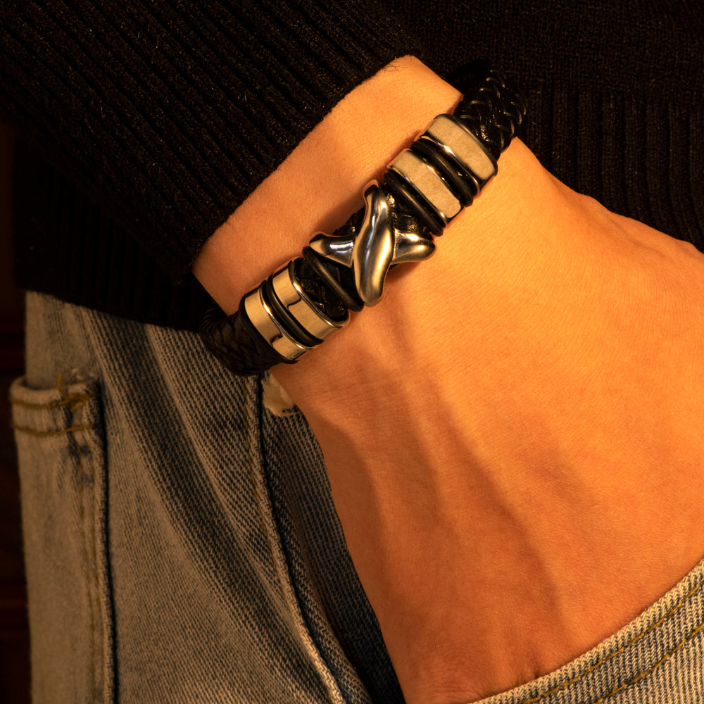 To My Grandson "A BOND THAT CAN'T BE BROKEN" Leather Braided Bracelet