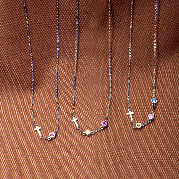 [Custom Birthstone] To My Mother "I appreciate you" Cross Necklace