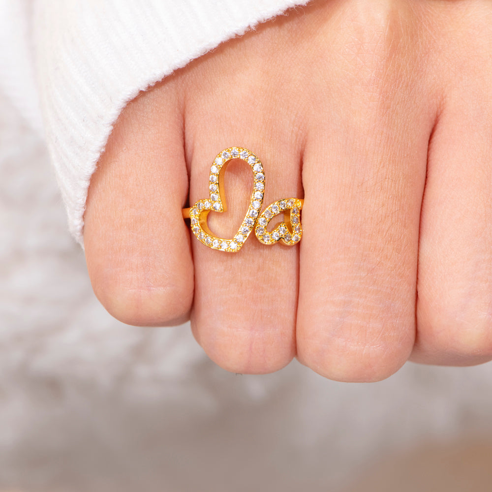 To My Granddaughter "Always in my heart" Double Heart Ring