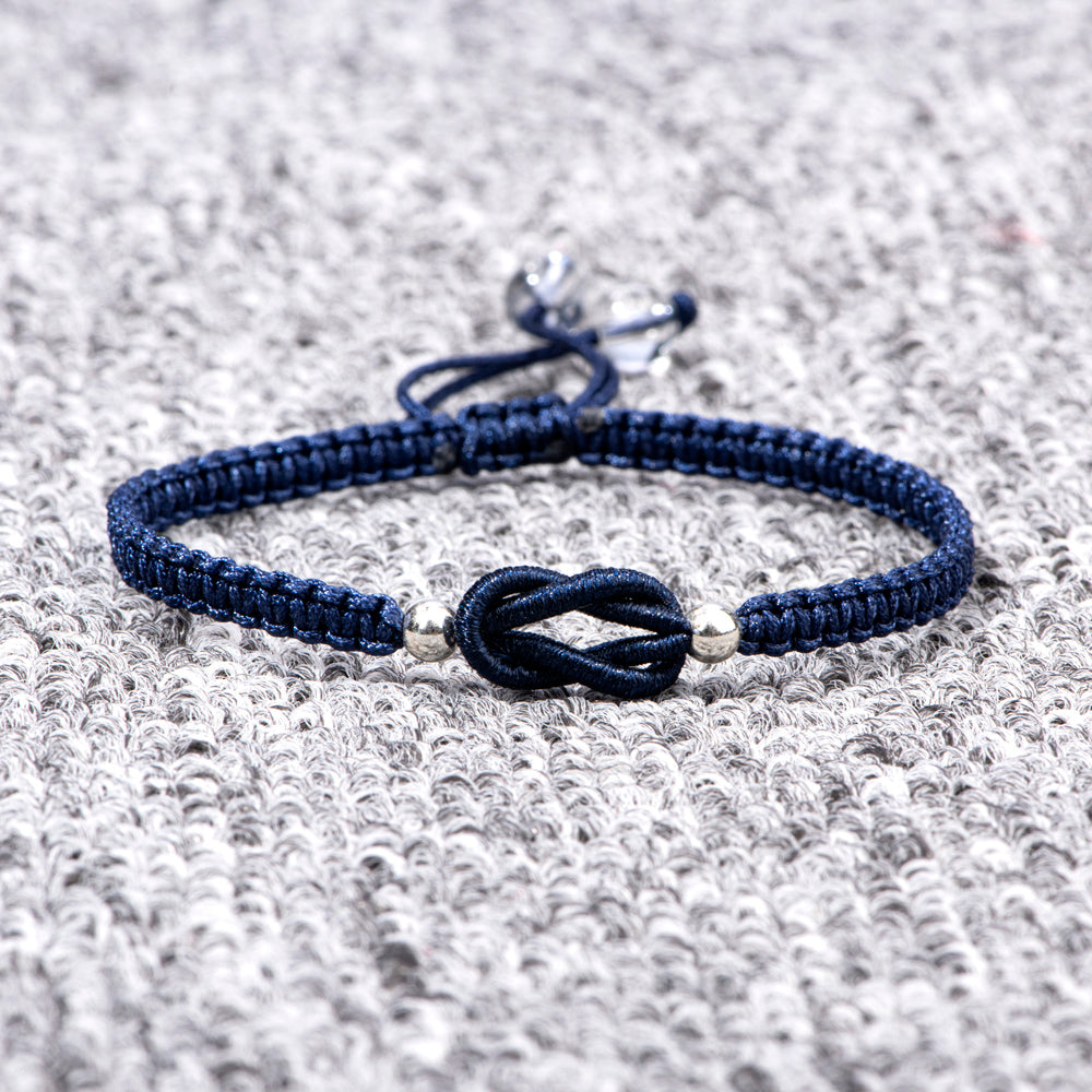 Close-up detail of braided rope on grandson bracelet