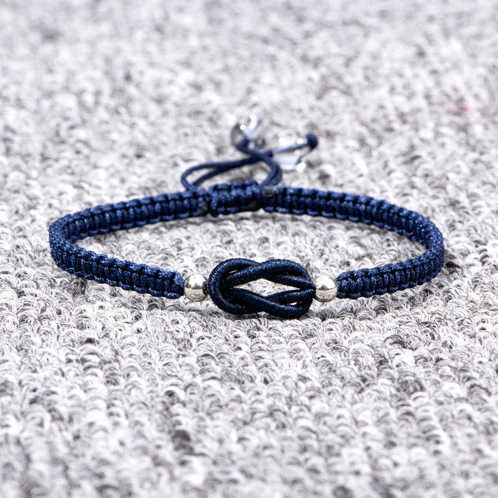 Close-up detail of braided rope on grandson bracelet