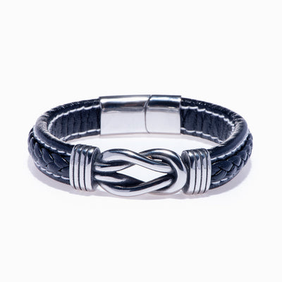 To My Grandson "Never forget that you will always be in my heart" Leather Braided Bracelet