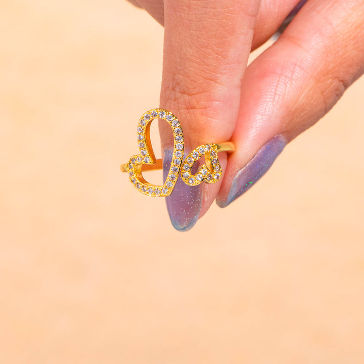 To My Granddaughter "Always in my heart" Double Heart Ring