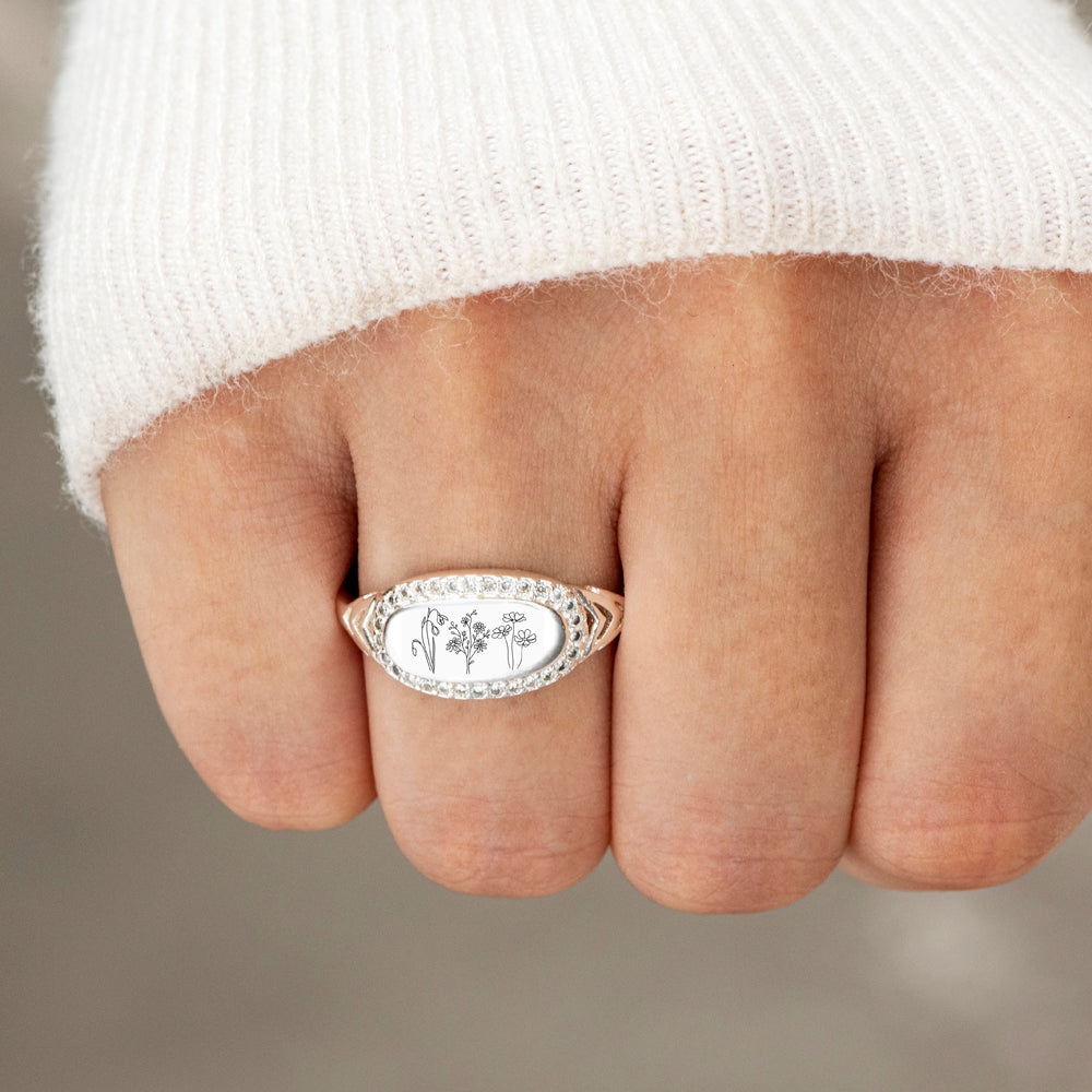 Gift card with wildflowers message for custom ring