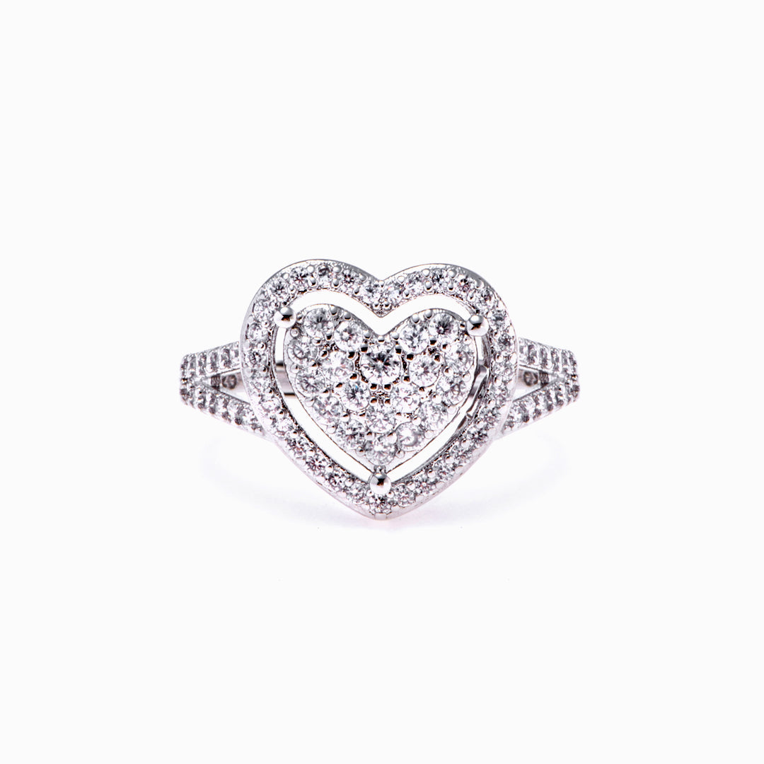 To My Granddaughter "Always in my heart" Double Heart Ring