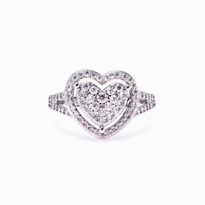 To My Granddaughter "Always in my heart" Double Heart Ring