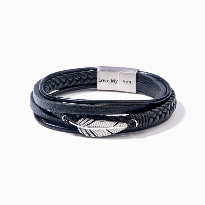 To My Son "Lucky Feather" Feather Bracelet