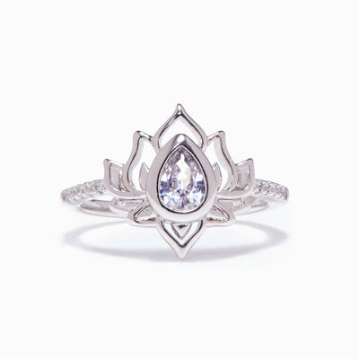 "Be like a lotus flower" S925 Sterling Silver Zircon Ring