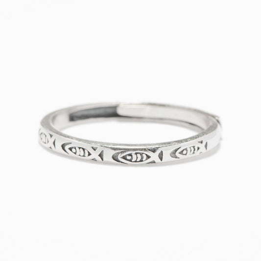"Carry on fishing" S925 Sterling Silver Adjustable Ring