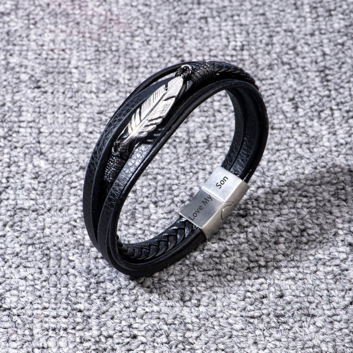 To My Son "Lucky Feather" Feather Bracelet