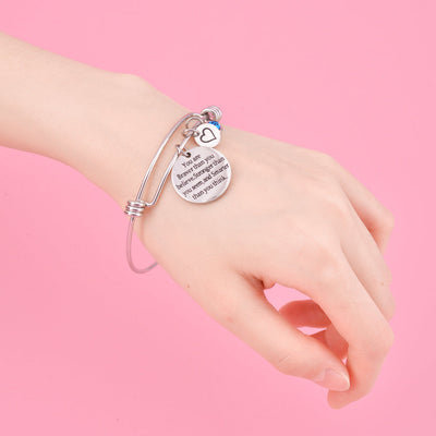 [Custom Birthstone] To My Daughter "BRAVER, STRONGER and SMARTER" Charm Bracelet