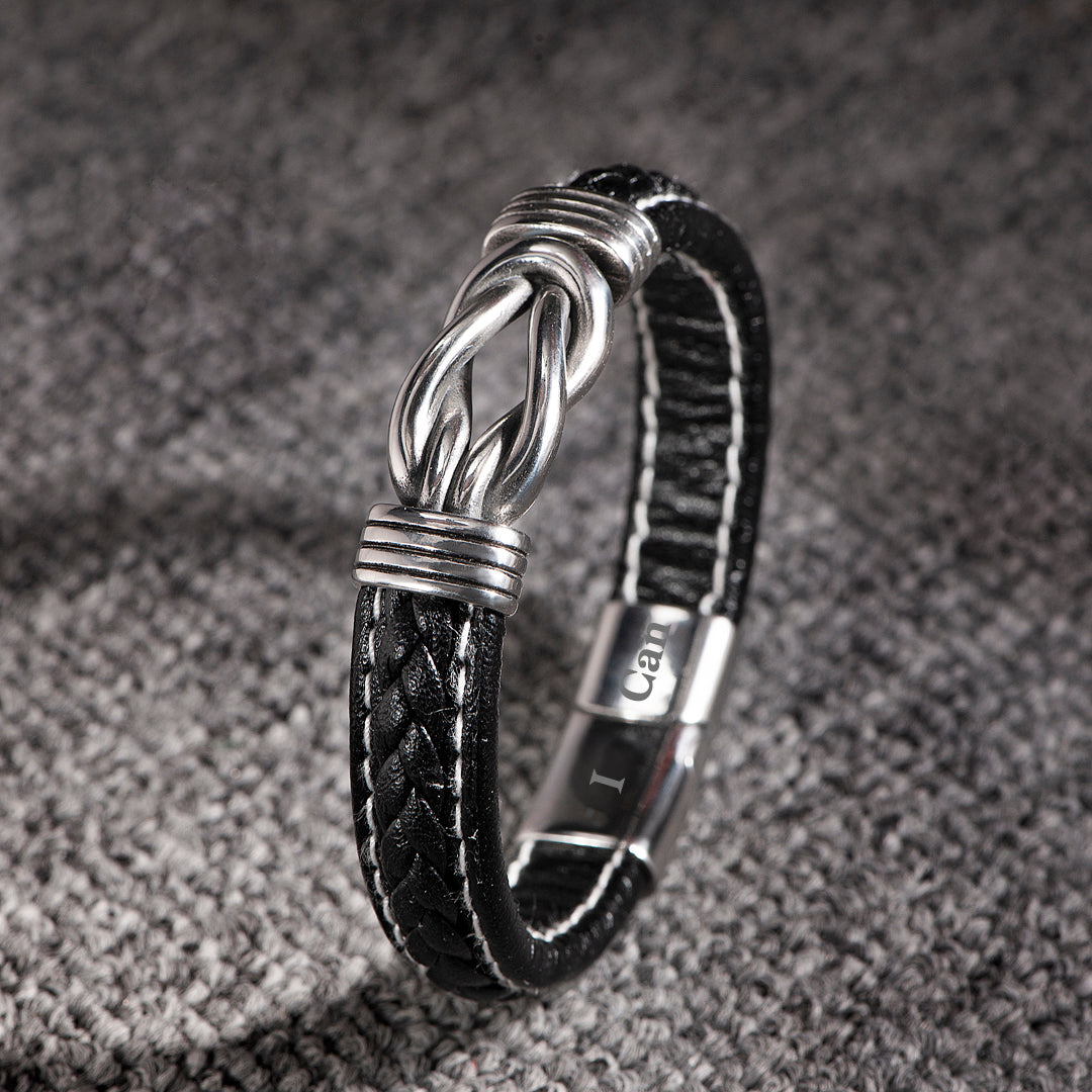 To My Grandson "Grandmother and Grandson forever linked together." Leather Braided Bracelet
