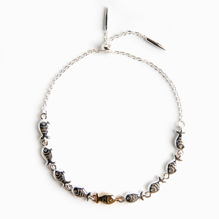 "Be yourself  swimming against the current" Fish Bracelet