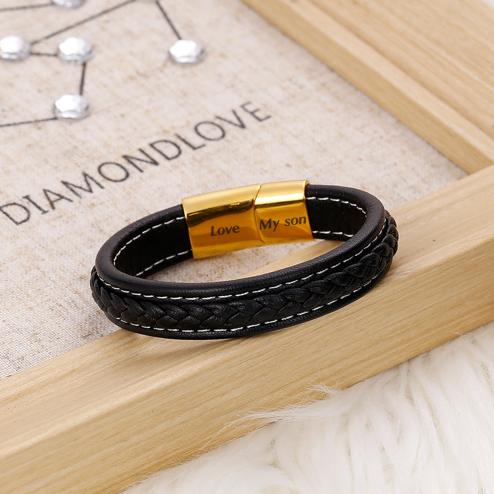 To My Son "Forever Love" Leather Braided Bracelet