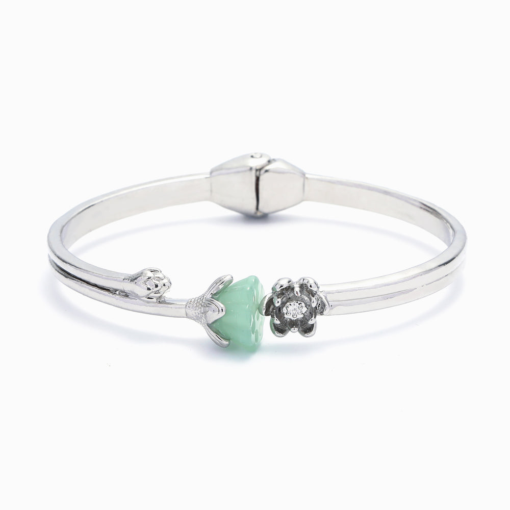 Jade lotus bracelet for daughter on white background