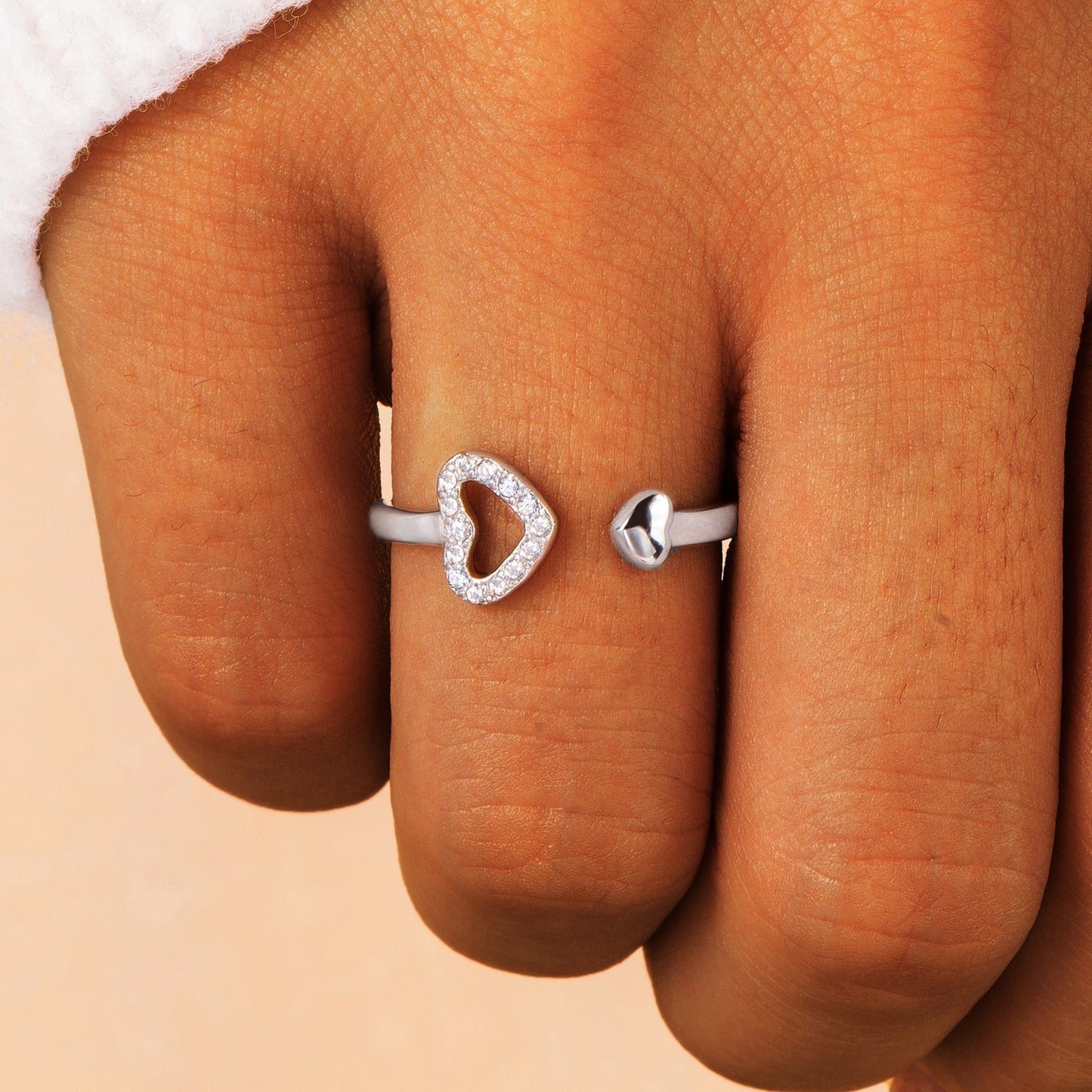 "The love between a grandmother and granddaughter is forever" Double Heart Ring