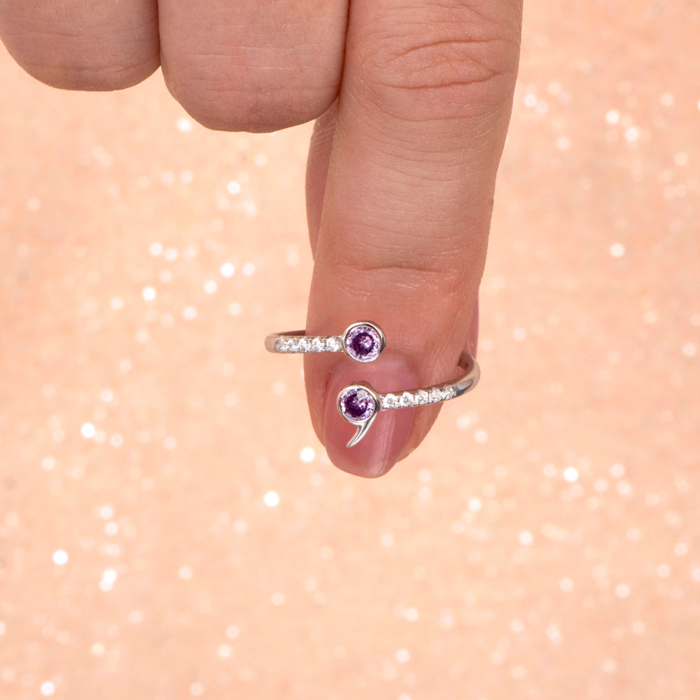 "Your story is not over yet." Semi-Colon Ring