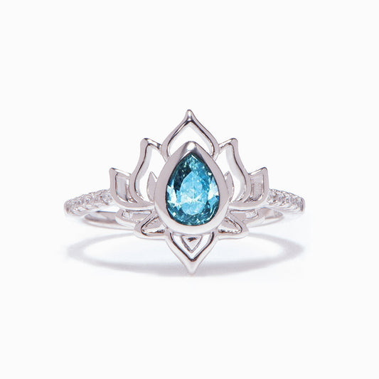"Be like a lotus flower" S925 Sterling Silver Zircon Ring