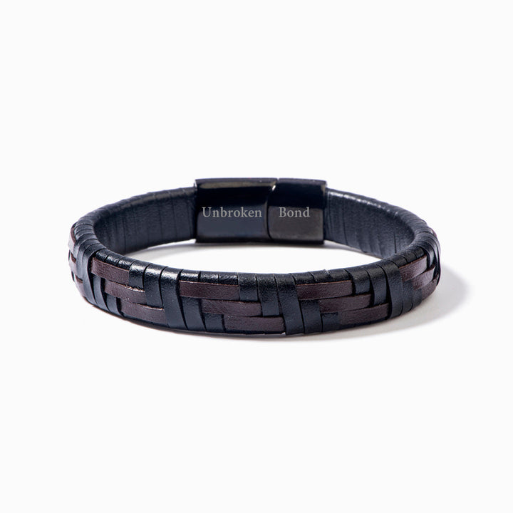 To My Grandson "A BOND THAT CAN'T BE BROKEN" Leather Braided Bracelet