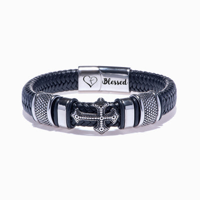 To My Grandson "PRAY ON IT PRAY OVER IT & PRAY THROUGH IT" Cross Bracelet