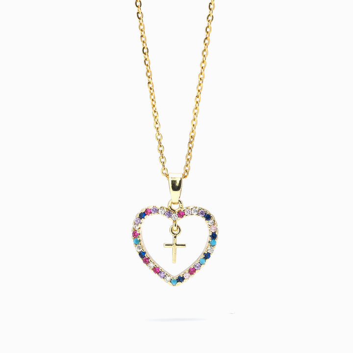 To My Daughter "God loves you" Cross Heart Necklace