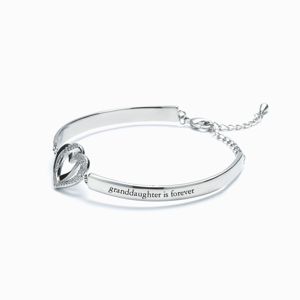To My Granddaughter "forever linked together" Double Heart Bracelet