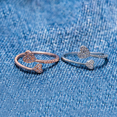 To My Granddaughter "Forever Linked" Double Heart Ring